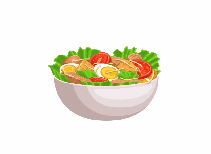 cartoon caesar salad bowl vector 46427278